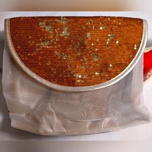 DILLARDS SEQUIN/SATIN/MESH/FAUX LEATHER COSMETIC POUCH & PURSE SET (NWT)